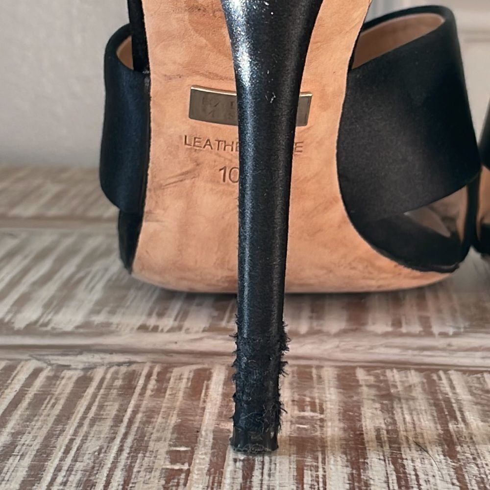 Badgley Mischka Women’s Black w/ Rhinstone Button Stiletto KASSIE HEELS SZ 10 - Picture 8 of 12